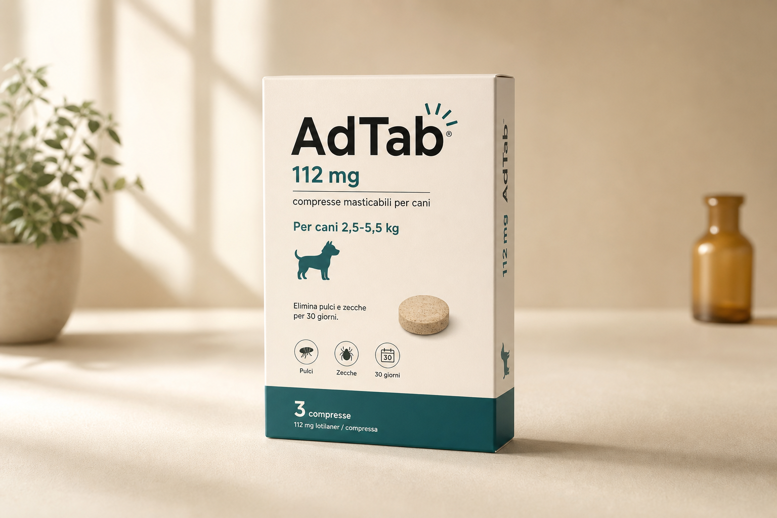 Confezione AdTab 112 mg per cani da oltre 2,5 a 5,5 kg